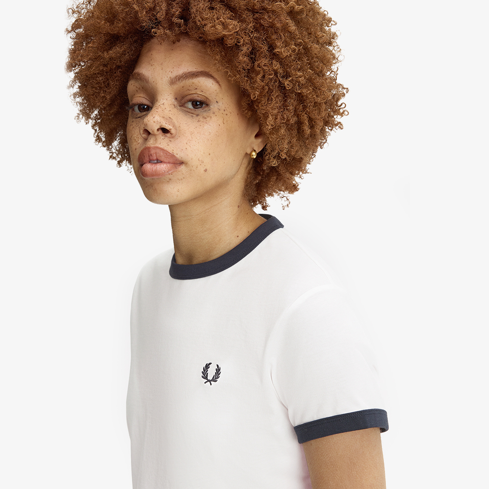 프레드페리 우먼즈 크롭 링어 티셔츠 스노우 화이트(Fred Perry Cropped Ringer T-Shirt Snow White) - 3
