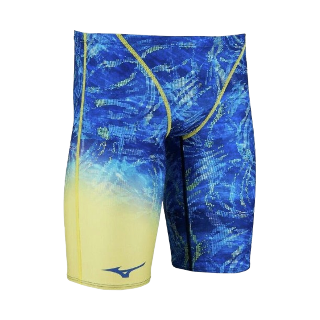 N2MBD07384 Mizuno Exersuit Half Swimsuit Estate Blue Lightning Yellow