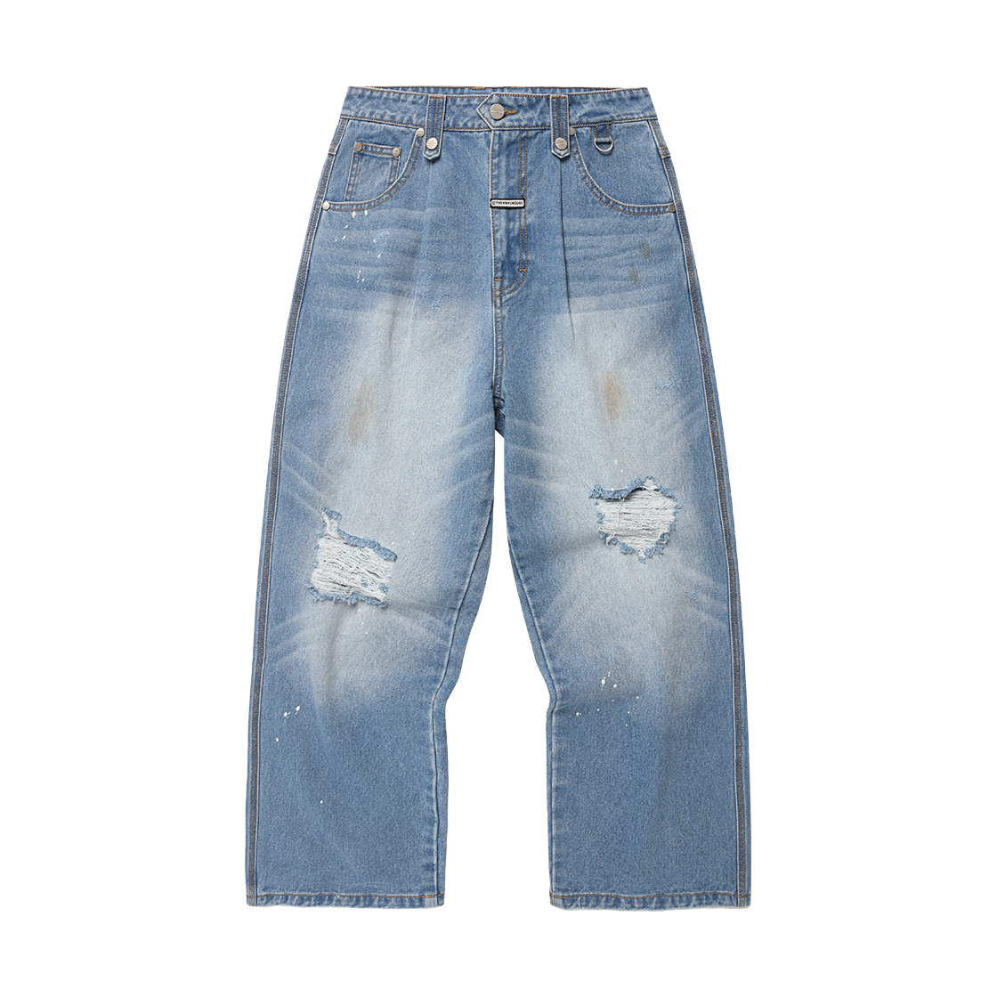 VH2GSUD110ALB Thevinylhouse Grunge Painted Denim Pants Light Blue