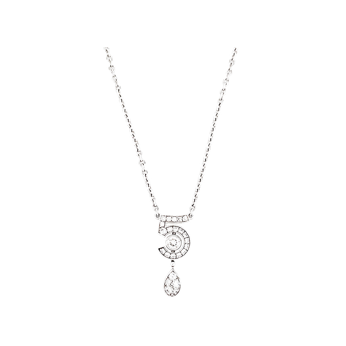 샤넬 이터널 NO.5 네크리스 18K 화이트골드 다이아몬드(6ET0513)(Chanel Eternal No. 5 Necklace in 18K White Gold with Diamonds (6ET0513))