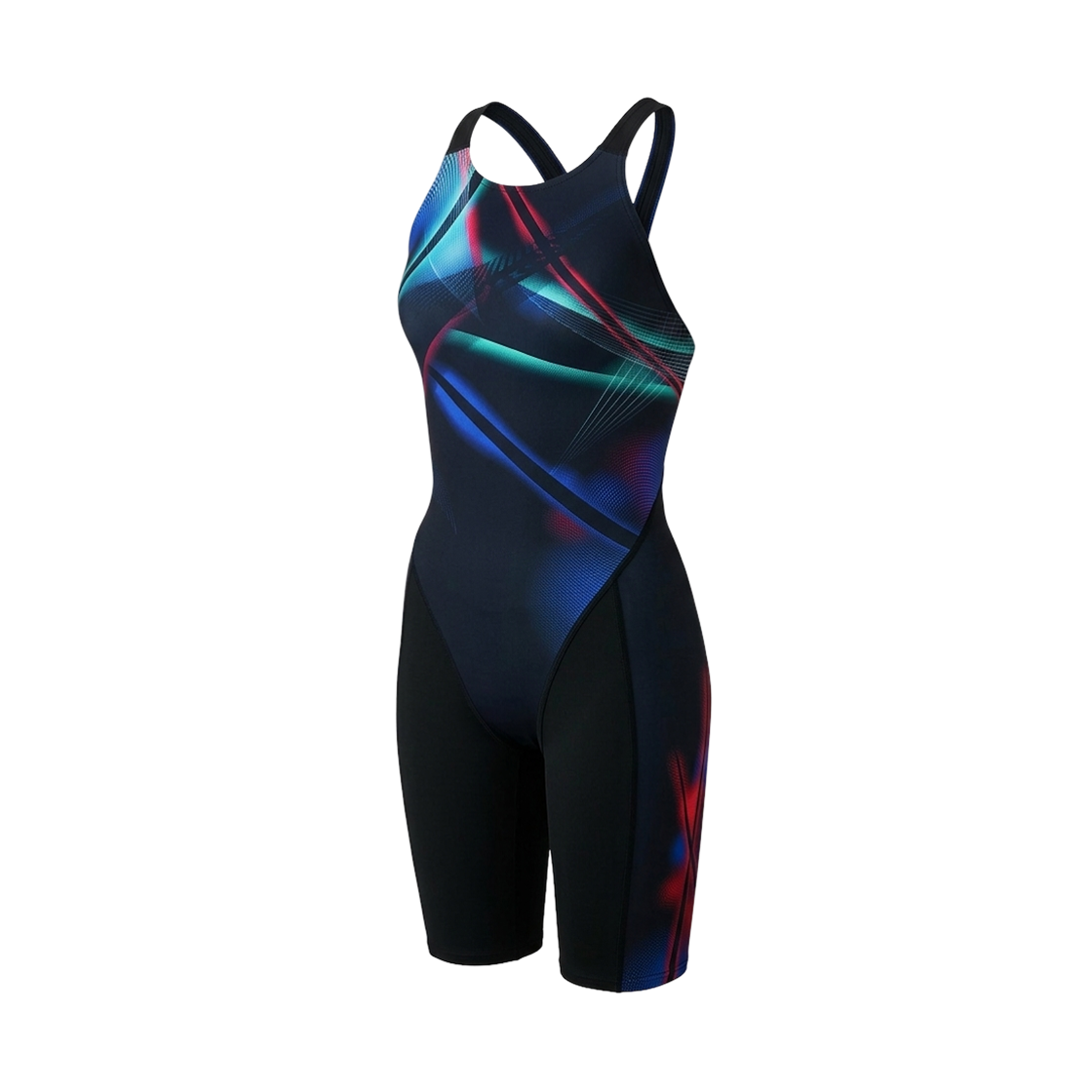 N2MGD24192 (W) Mizuno ST Graphic Competitive Swimming Master's Back Half Suit Black Blue