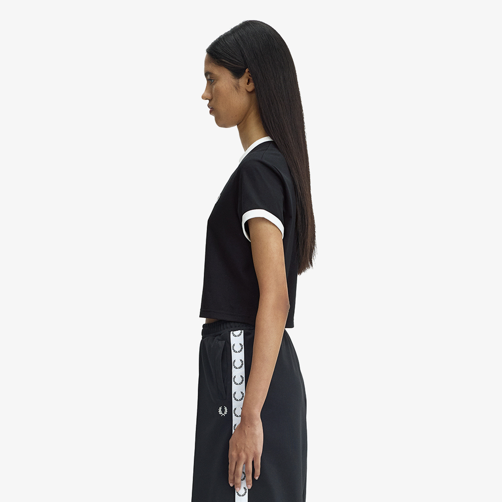 프레드페리 우먼즈 크롭 링어 티셔츠 블랙(Fred Perry Cropped Ringer T-Shirt Black) - 2