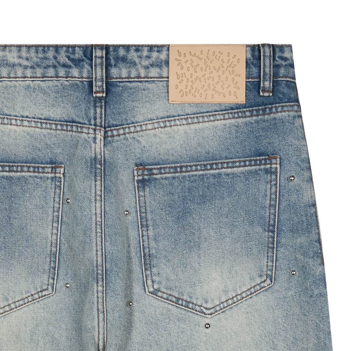 바스켓케이스 랙스 배기 스터디드 데님 라이트 워시 워시드 블루 - 26SS(Basketcase Lax Baggy Studded Denim Light Wash Washed Blue - 26SS) - 5