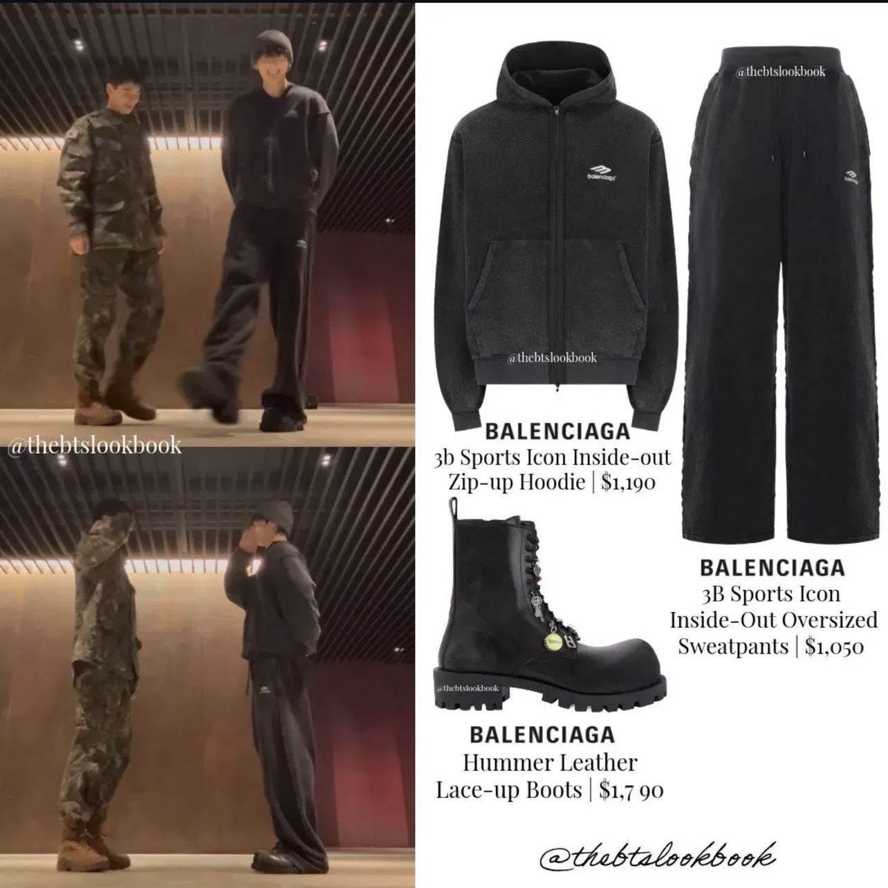 Balenciaga 3B Sports Icon Inside-Out Zip-Up Hoodie Faded Black 착용 스타일