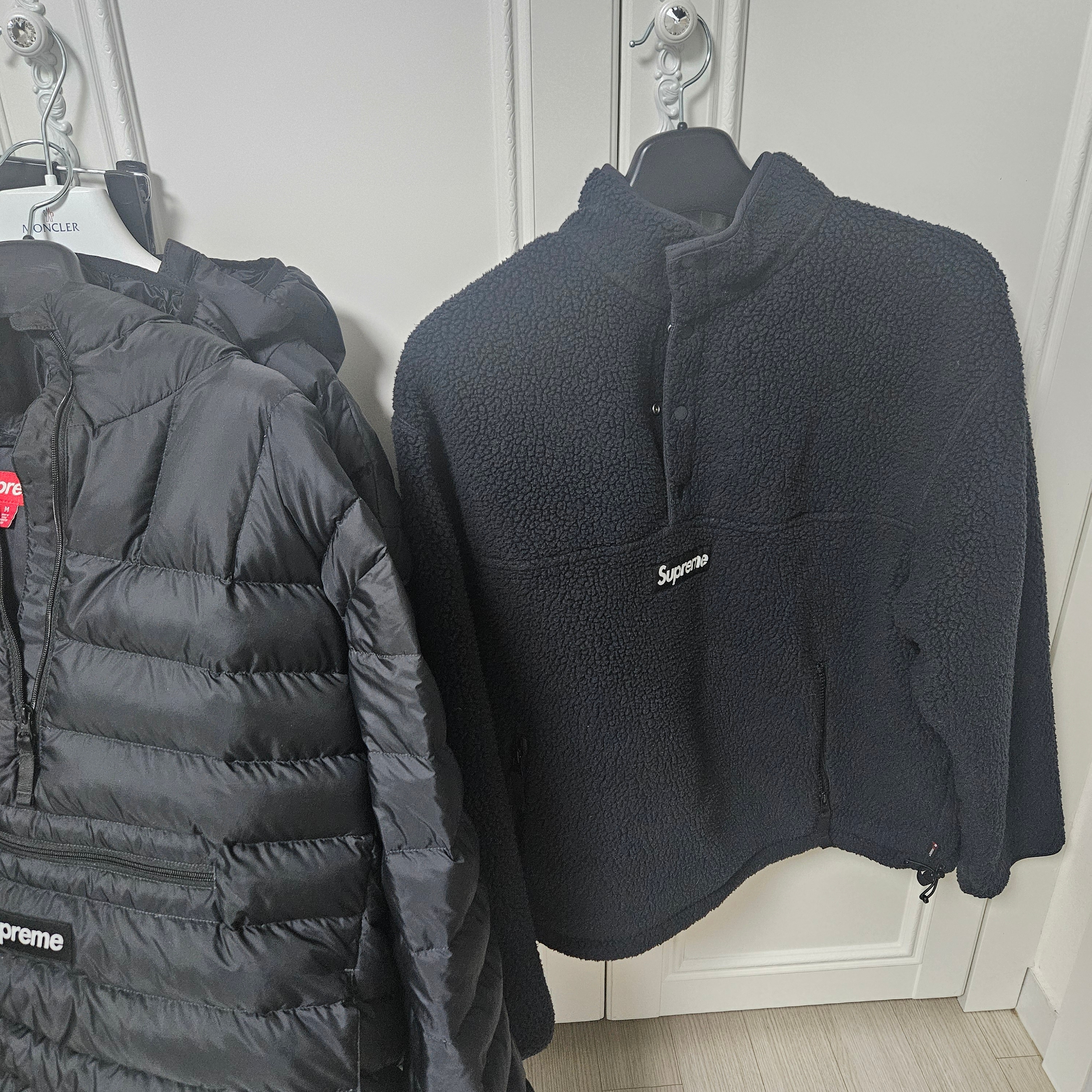 Supreme Polartec Shearling Reversible Pullover Black - 24FW 착용 스타일