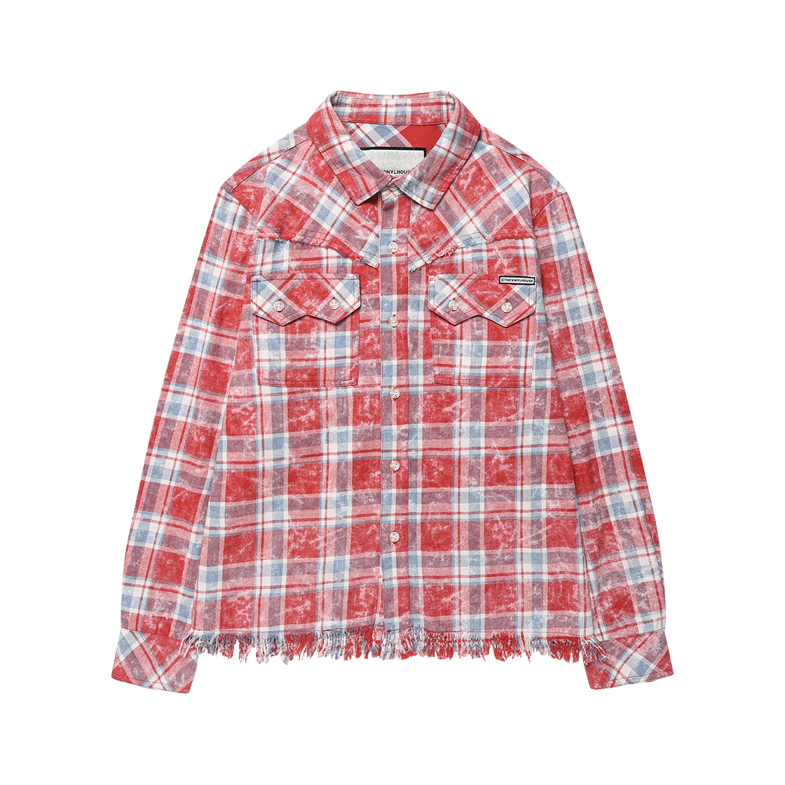 더바이닐하우스 로우 컷 셔츠 자켓 레드(Thevinylhouse Raw Cut Shirt Jacket Red)