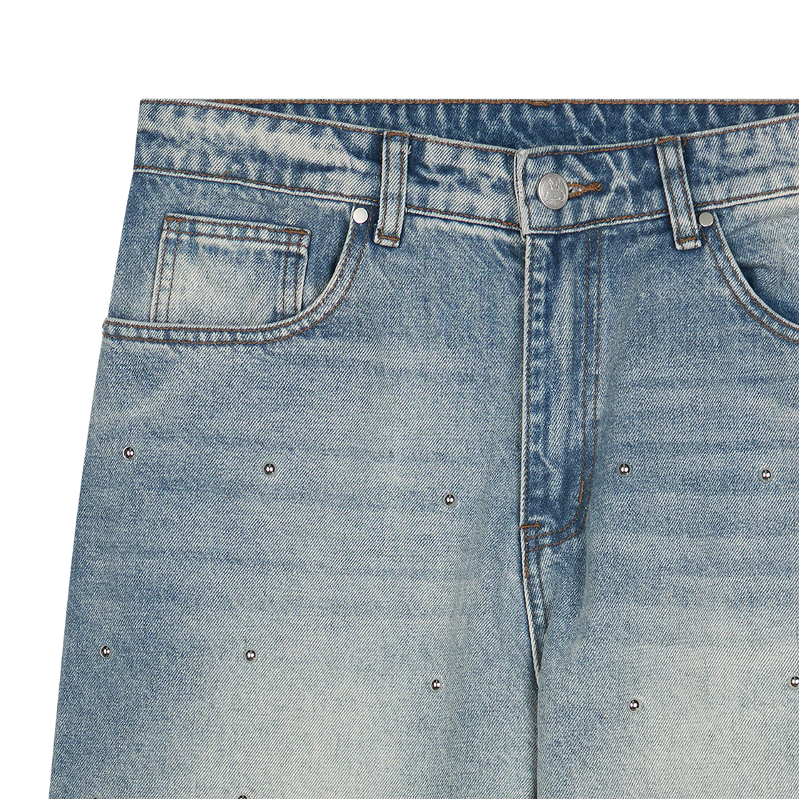 바스켓케이스 랙스 배기 스터디드 데님 라이트 워시 워시드 블루 - 26SS(Basketcase Lax Baggy Studded Denim Light Wash Washed Blue - 26SS) - 4