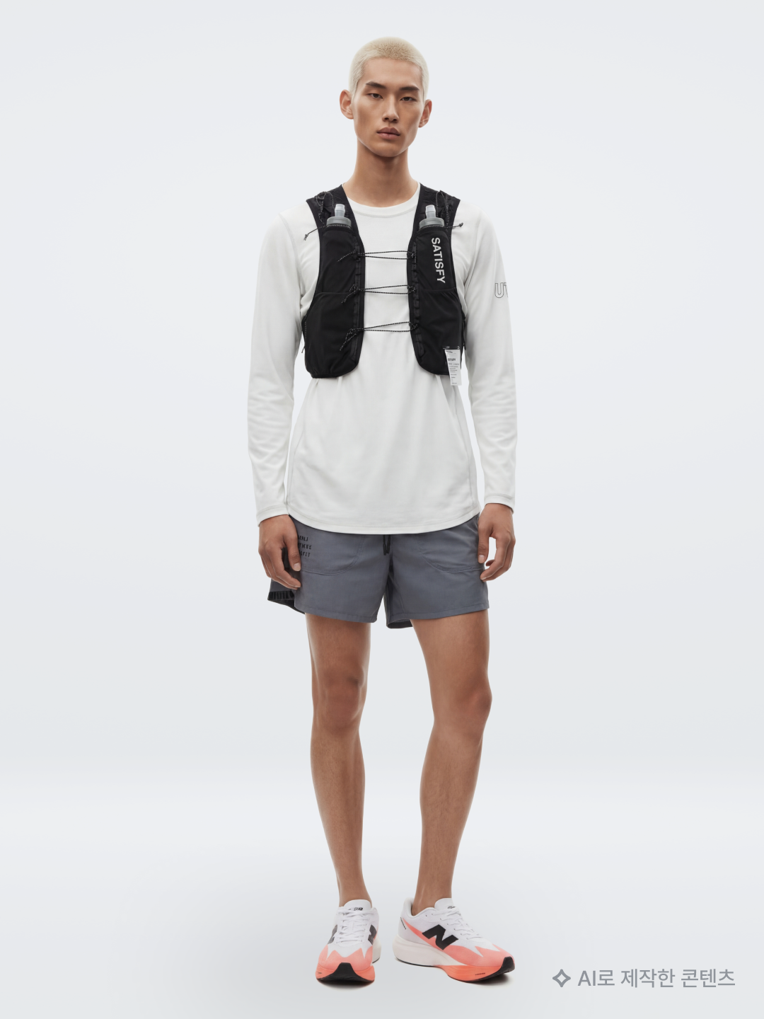Satisfy Justice Cordura 5L Hydration Vest Black, UVU Dolomiti L/S Running Top White 착용 스타일 - 2
