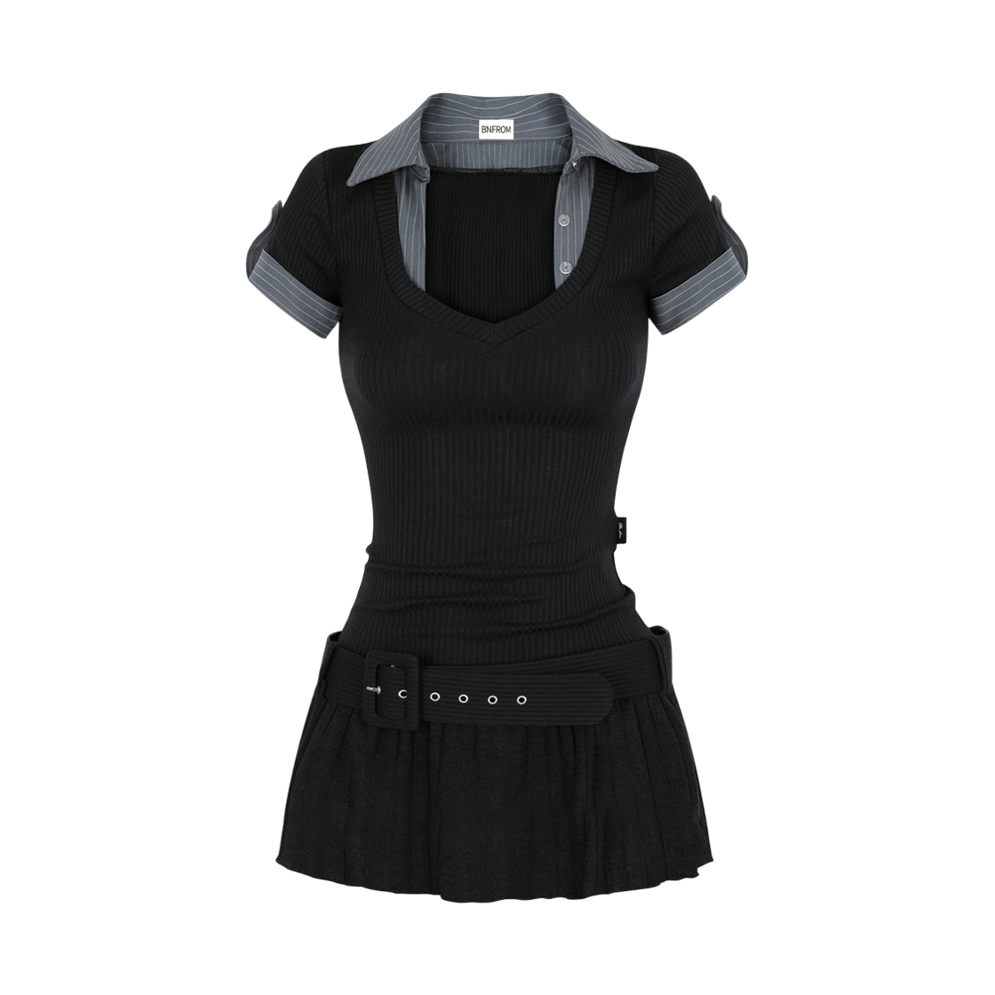 비앤프롬 스터디 웨이스트 벨트 드레스 블랙(Bnfrom Study Waist Belt Dress Black) - 1