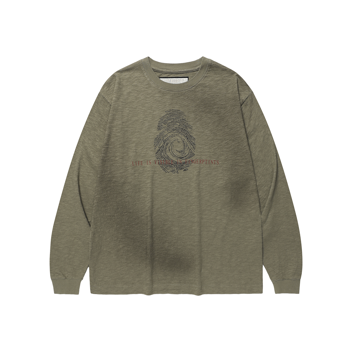 더바이닐하우스 핑거프린트 슬럽 롱슬리브 티 올리브(Thevinylhouse Fingerprint Slub Ls Tee Olive)