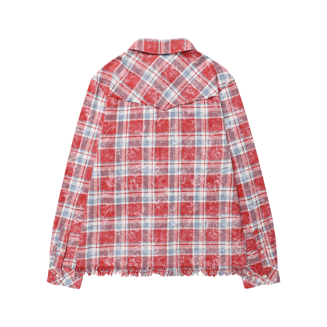 더바이닐하우스 로우 컷 셔츠 자켓 레드(Thevinylhouse Raw Cut Shirt Jacket Red) - 3