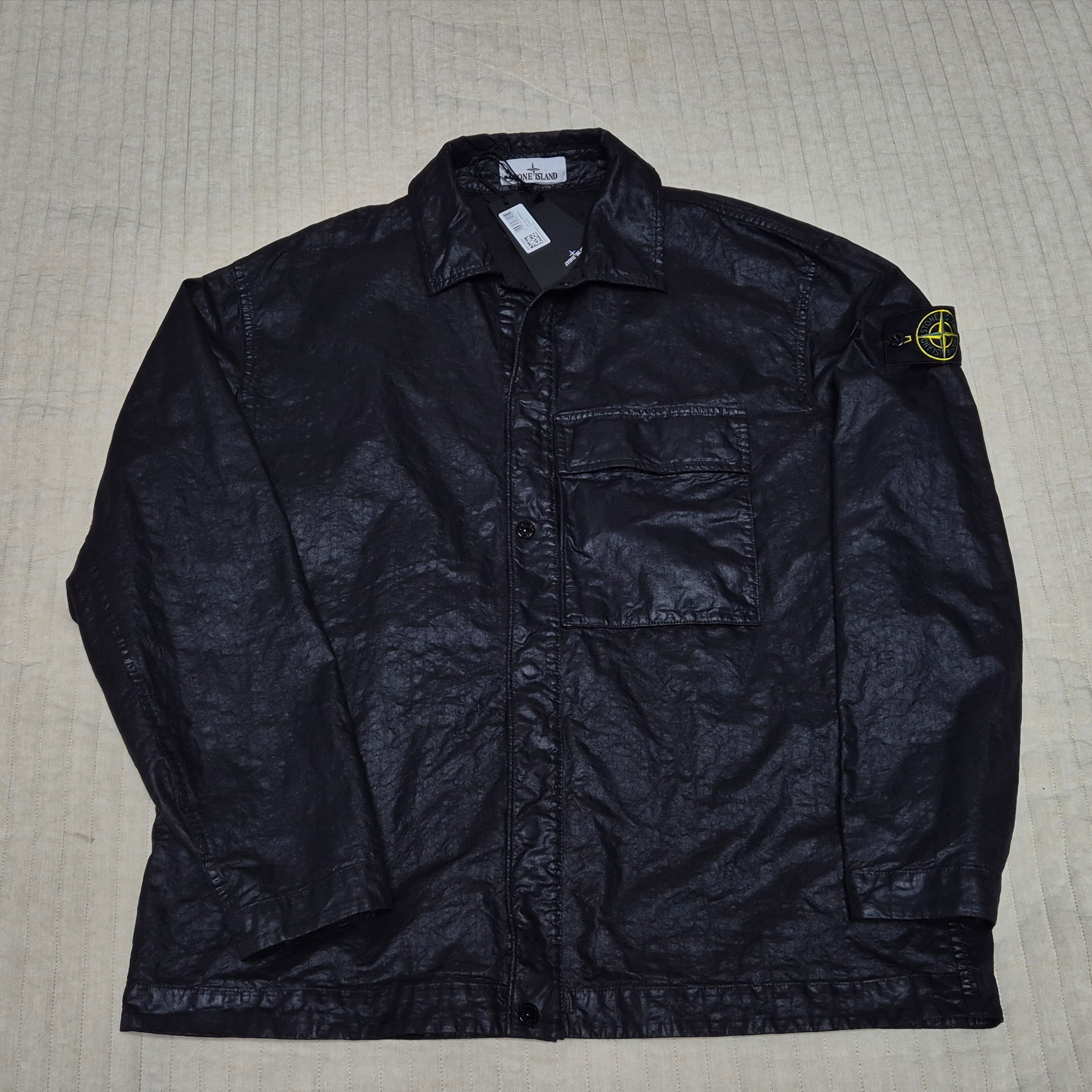 Stone Island 1200003 Organic Look Nylon Panama TC Comfort Fit Overshirt Black - 26SS 착용 스타일 - 2