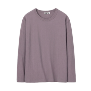 Uniqlo U Washed Cotton Long Sleeve Crewneck T-Shirt Purple