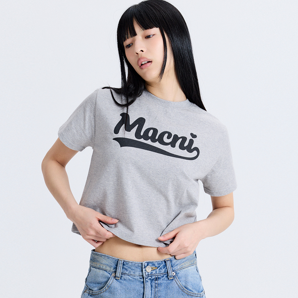 마크니 레트로 로고 크롭 티셔츠 멜란지(MACNI Retro Logo Crop T-Shirt Melange) - 3