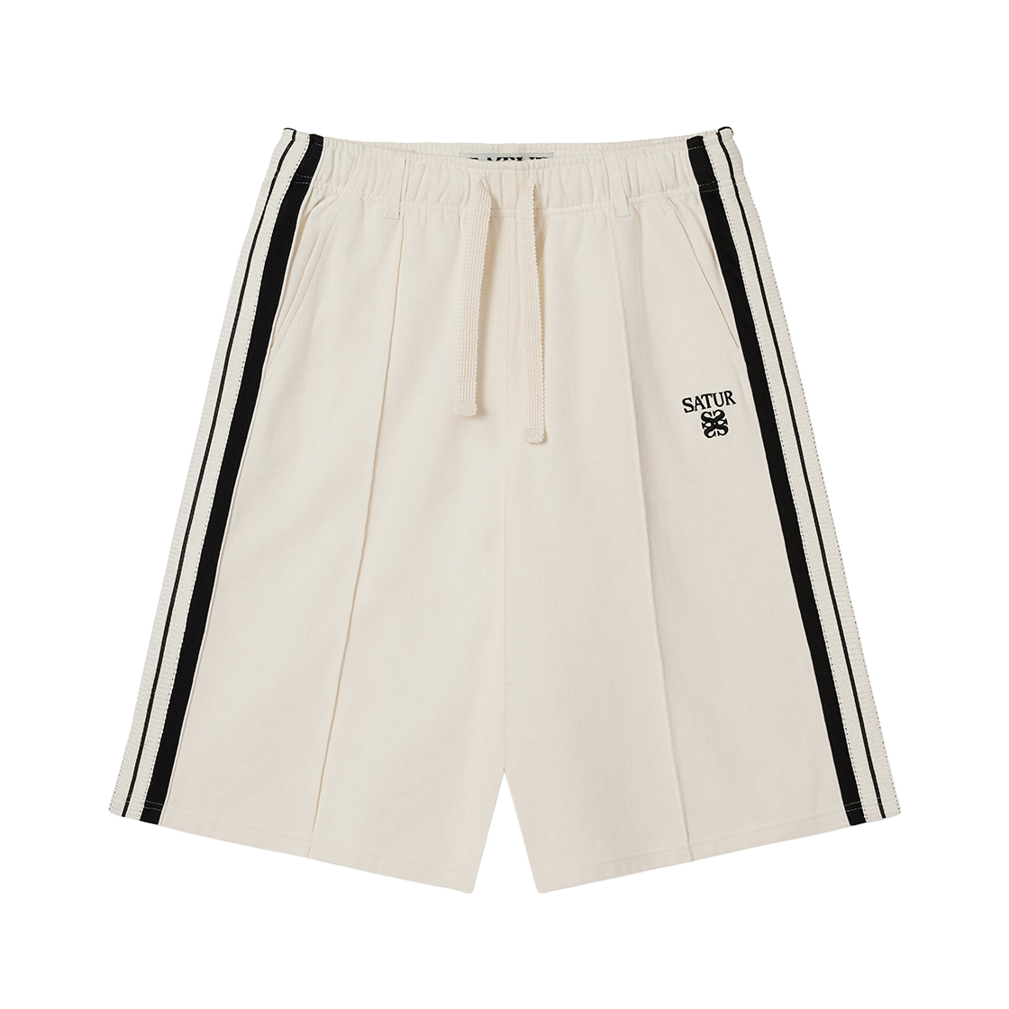 세터 로턴 라이닝 트랙 쇼츠 크림 블랙(SATUR Lawton Lining Track Shorts Cream Black)
