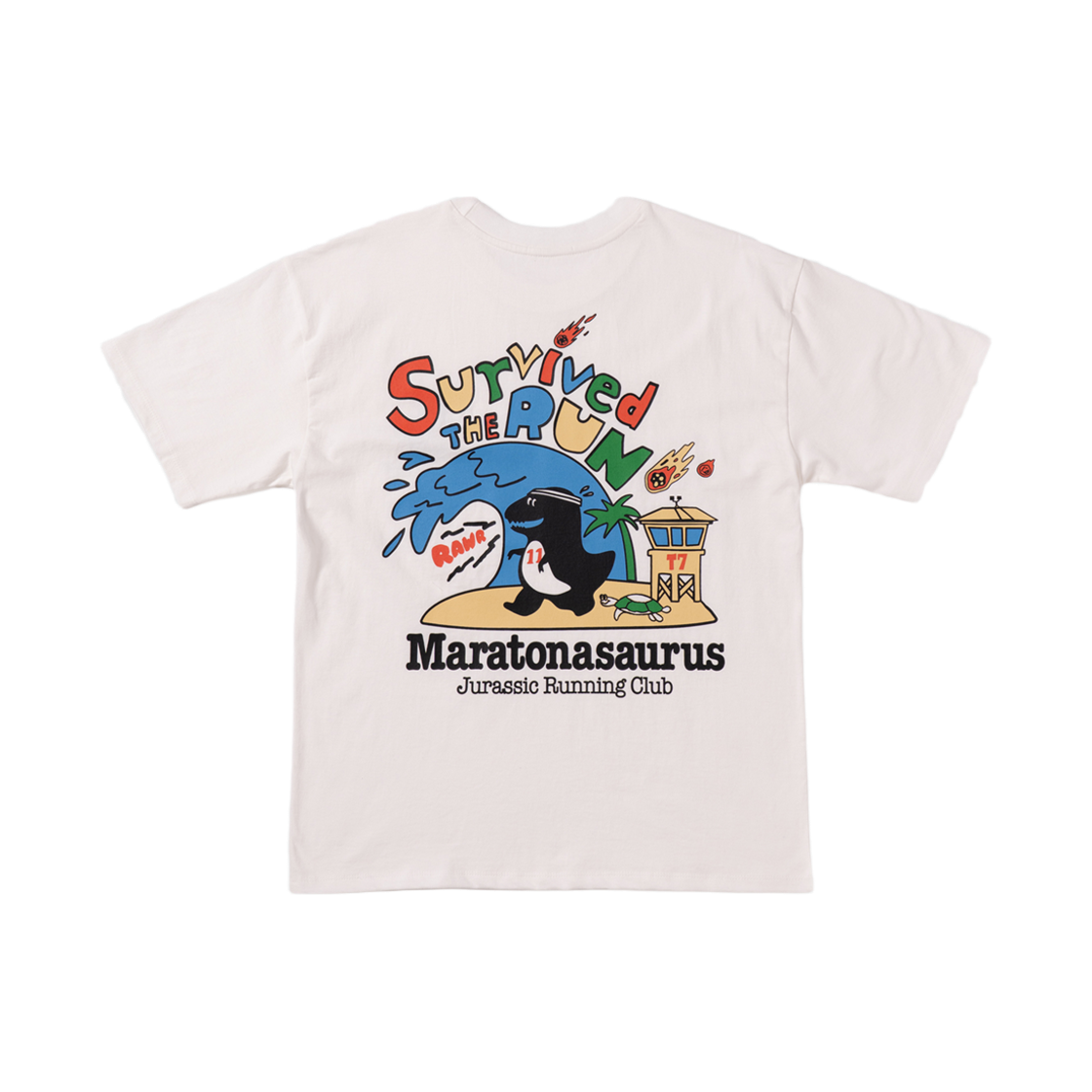 빅웨이브 컬렉티브 마라토나사우르스 반팔 티셔츠 오프 화이트(BIGWAVE COLLECTIVE Maratonasaurus Tee Off White) - 1