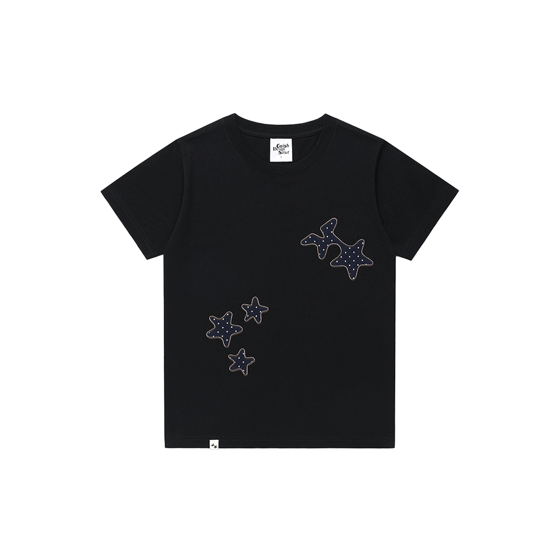 카비시 코지 스타 아플리케 숏슬리브 티셔츠 블랙(CAVISH Cozy Star Applique SS Tee Black)