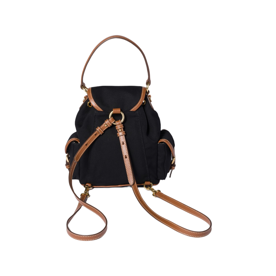 미우 미우 캔버스 앤 레더 백팩 블랙 브랜디(Miu Miu Canvas and Leather Backpack Black Brandy) - 2