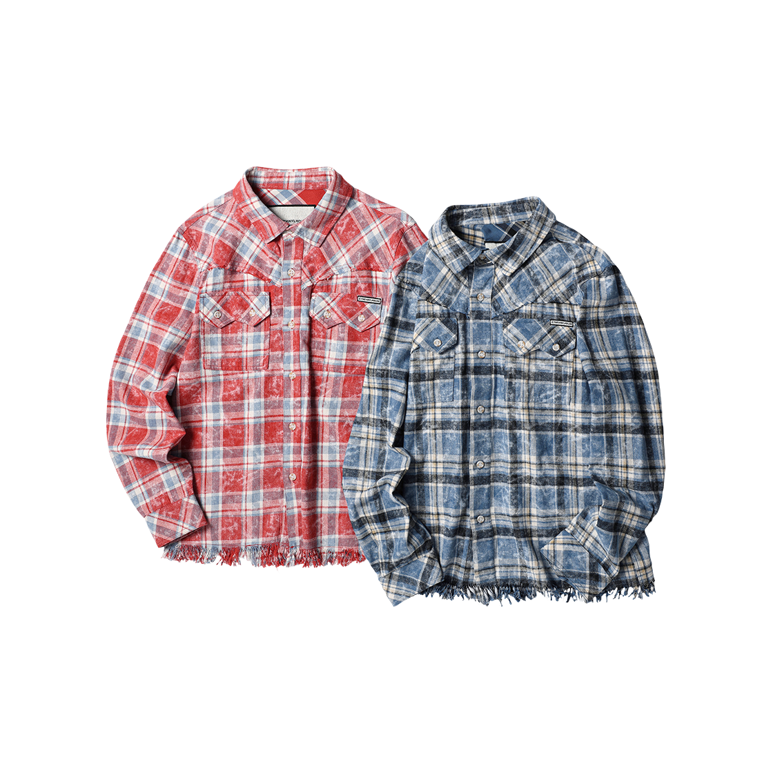 더바이닐하우스 로우 컷 셔츠 자켓 블루(Thevinylhouse Raw Cut Shirt Jacket Blue) - 4