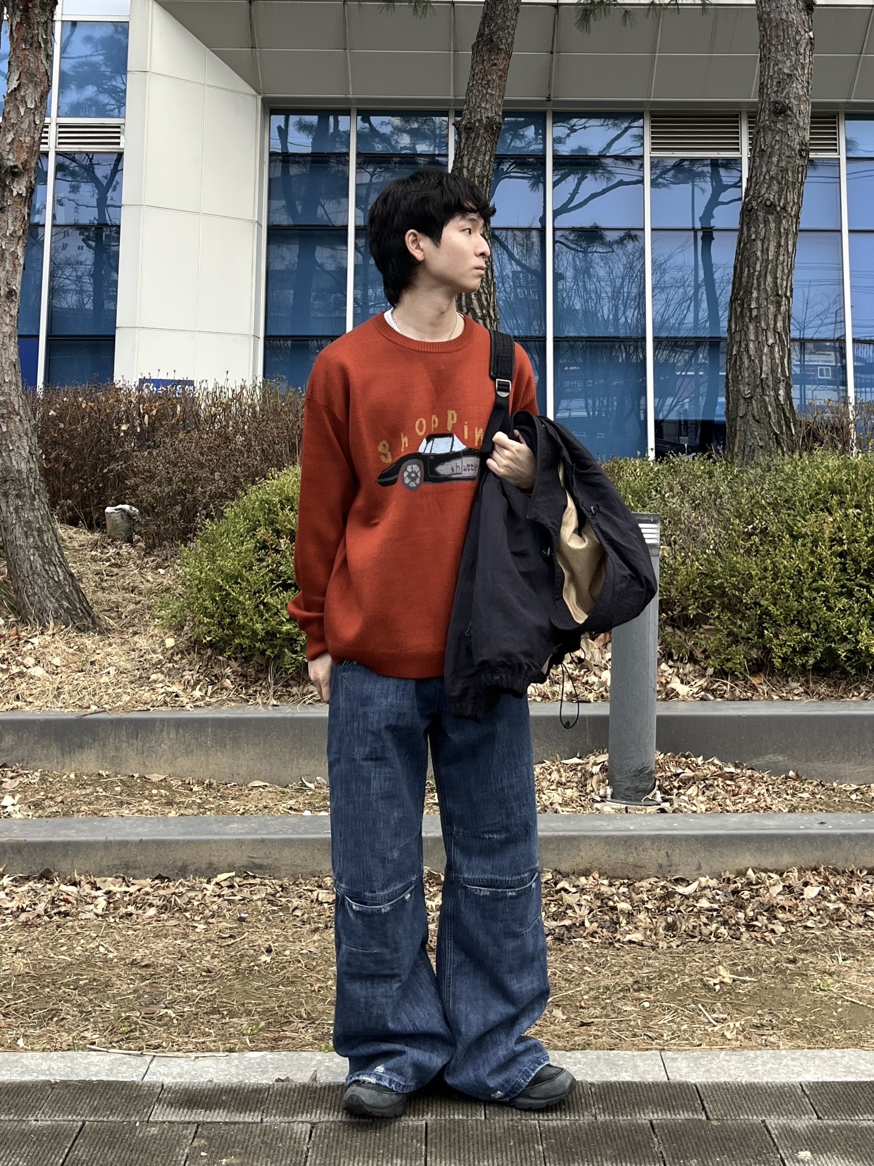 noun Shopping Car Knit Red 착용 스타일 - 2