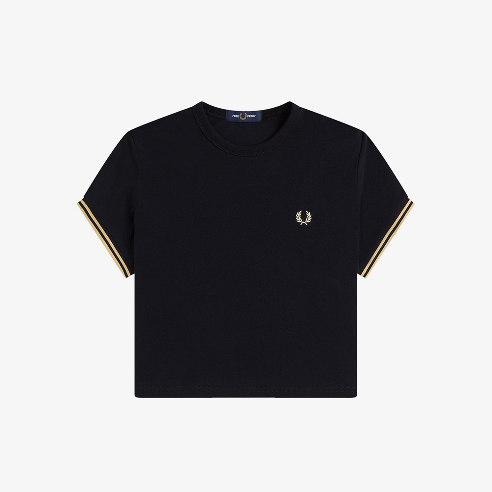 프레드페리 우먼즈 팁드 피케 티셔츠 블랙 샴페인(Fred Perry Tipped Pique T-Shirt Black Champagne) - 5