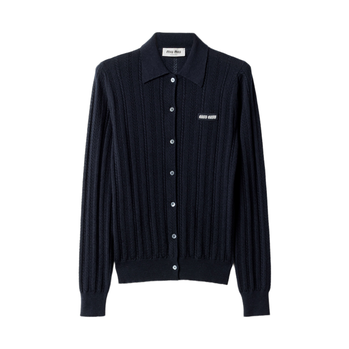 MMF985-17IW-F0008 (W) Miu Miu Buttoned Cashmere Cardigan Navy