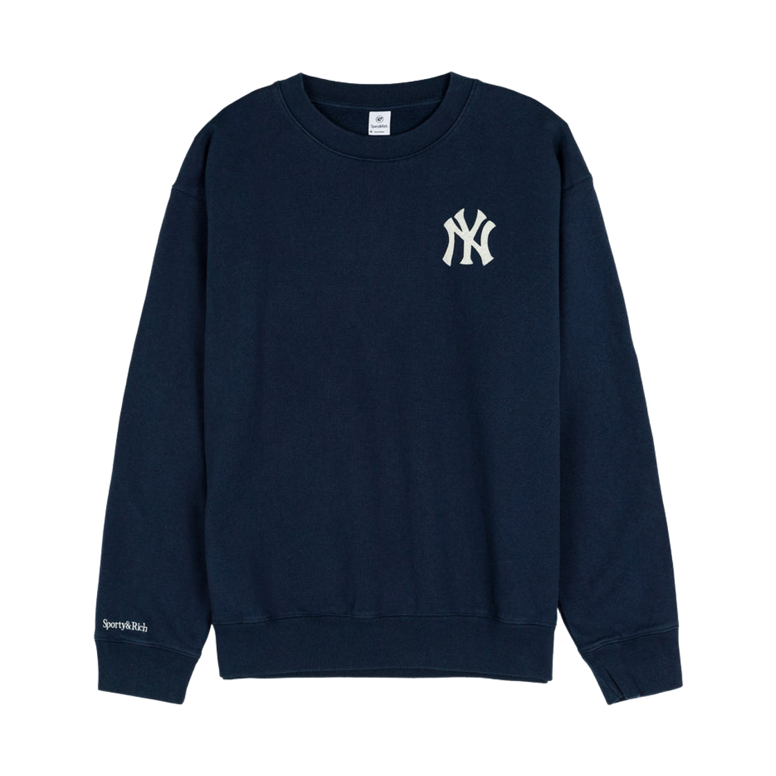 스포티 앤 리치 x 47 브랜드 헤리티지 양키스 세리프 크루넥 다크 네이비(Sporty & Rich x 47 Brand Heritage Yankees Serif Crewneck Dark Navy)