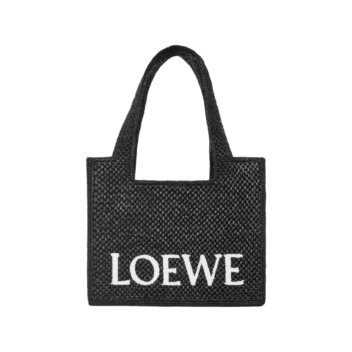 로에베 라피아 미디움 폰트 토트백 블랙(Loewe Medium Font Tote Bag in Raffia Black)
