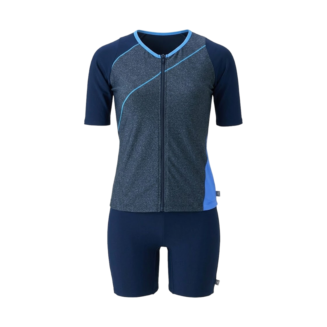 N2JGD34082 (W) Mizuno Aqua Fitness Separates with Anti Full Button Navy Light Blue