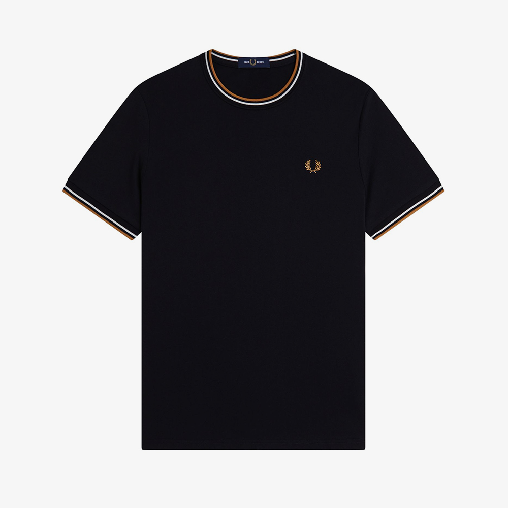프레드페리 트윈 팁 티셔츠 블랙 에크루 다크카라멜(Fred Perry Twin Tipped T-Shirt Black Ecru Dark Caramel) - 5
