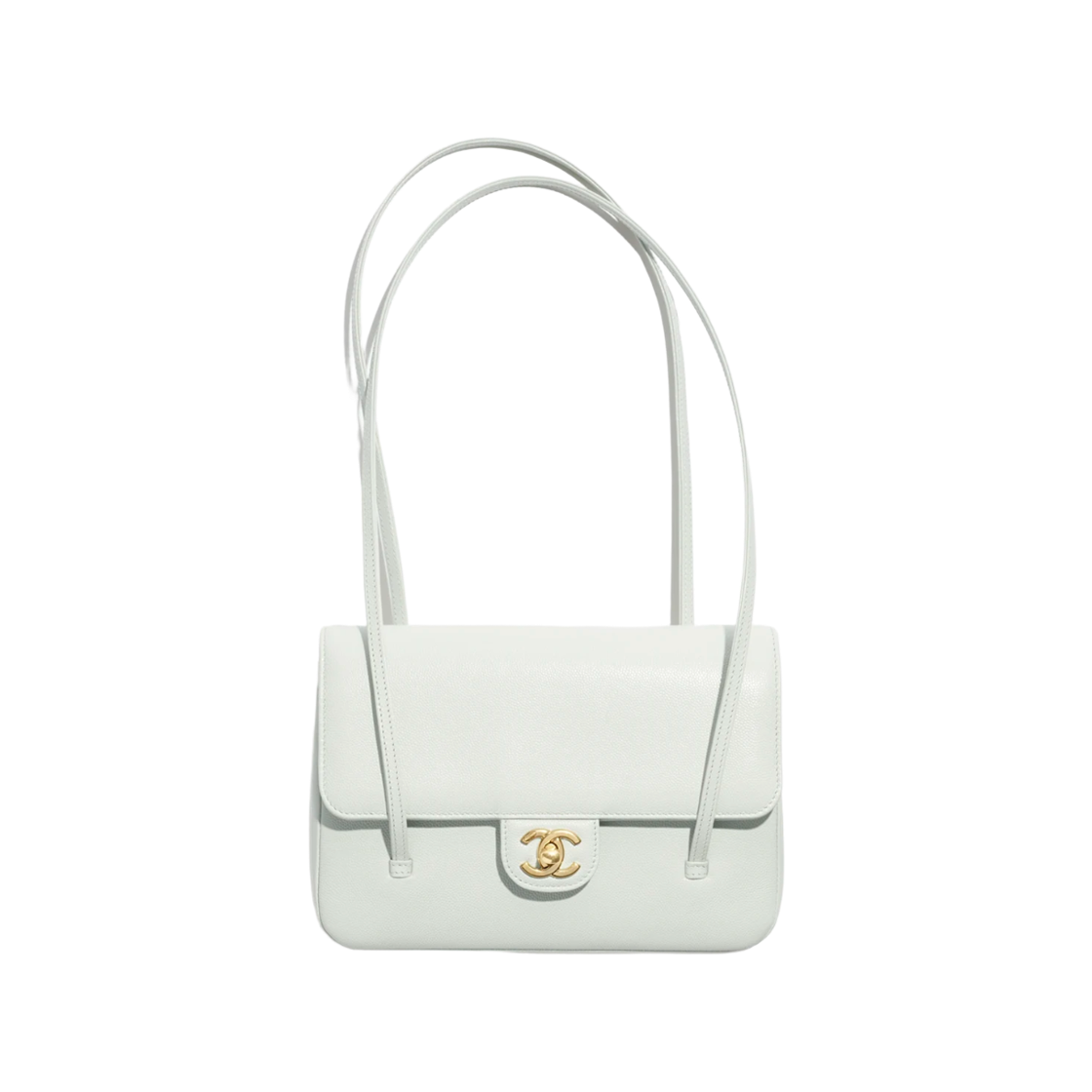 AS6130-B23483-U6544 Chanel Small Flap Bag Grained Shiny Calfskin & Gold-Tone Metal Light Green