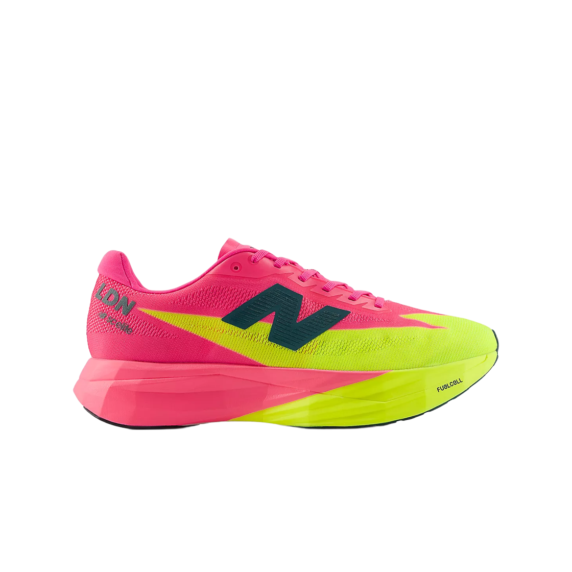 MRCEL55L New Balance TCS London Marathon Edition Fuelcell SC Elite v5 Alkaline Green Pink Heat - D Standard