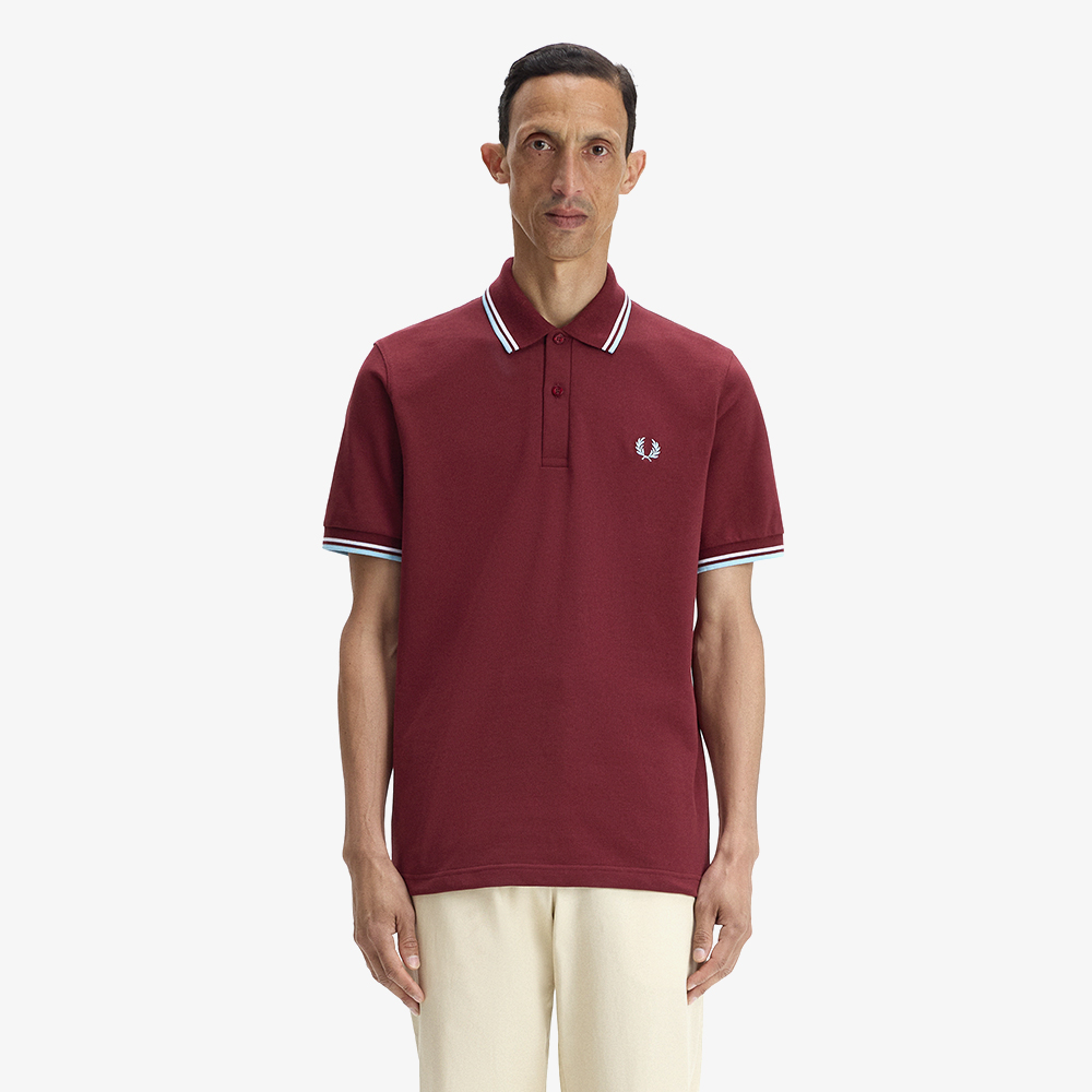 프레드페리 M12 트윈 팁 프레드페리 셔츠 마룬 화이트 아이스(Fred Perry Twin Tipped Fred Perry Shirt (M.I.E) Maroon White Ice) - 2