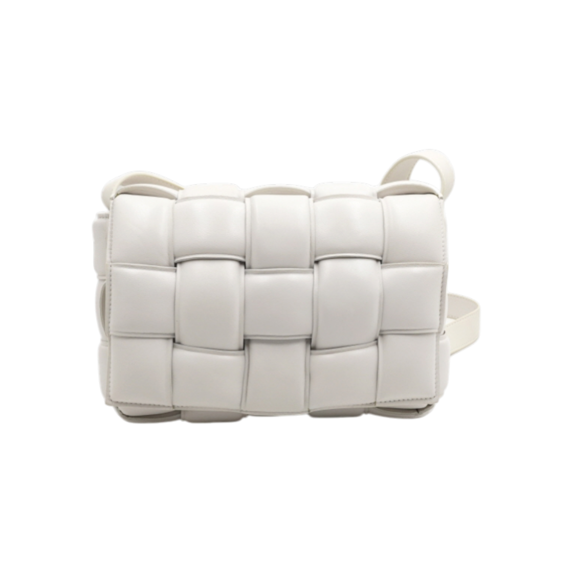 ITOV3OWLTIW3 Bottega Veneta White Intrecciato Padded Cassette Crossbody Bag