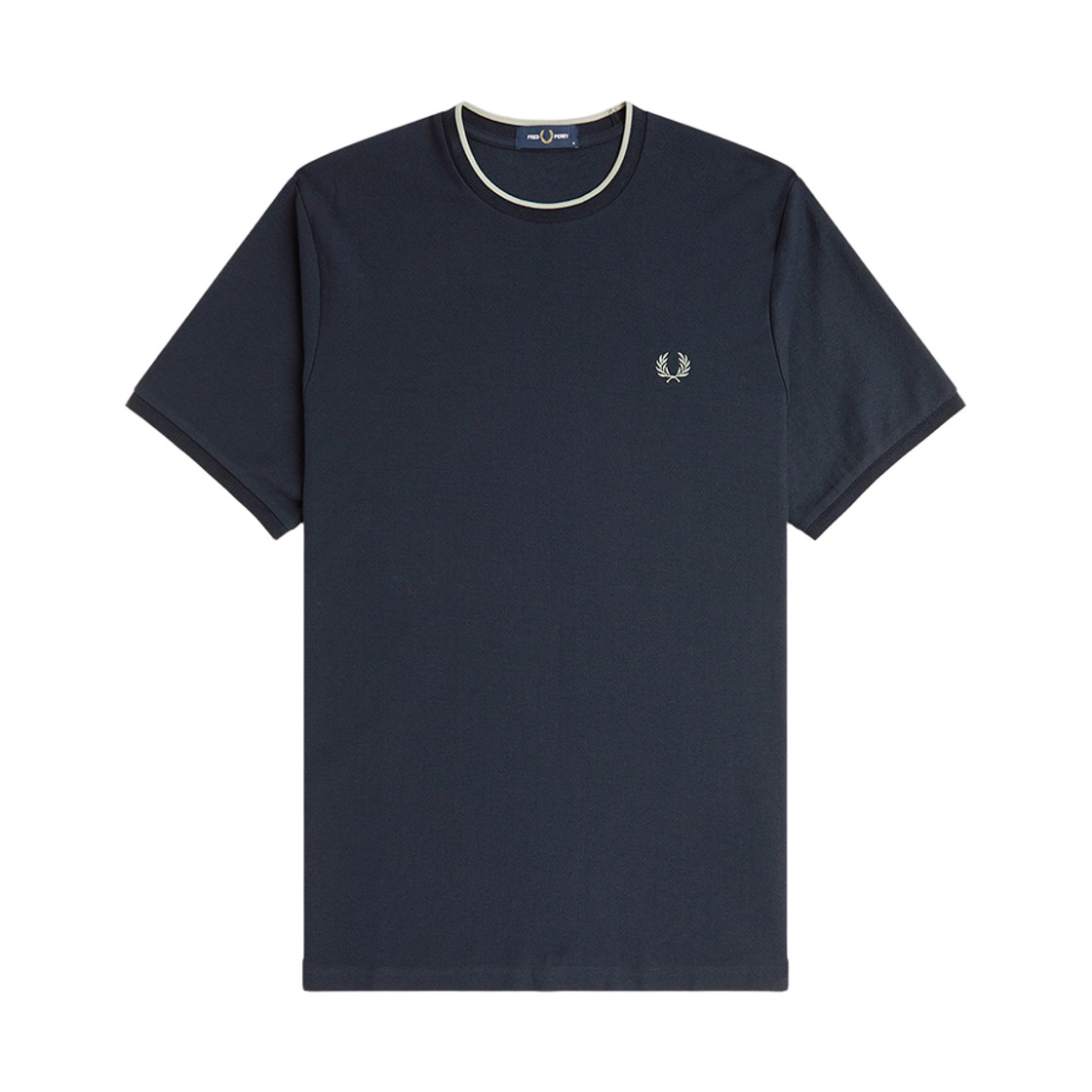 AFPM2612397-608 Fred Perry Trim Detail Crepe Pique T-Shirt Navy