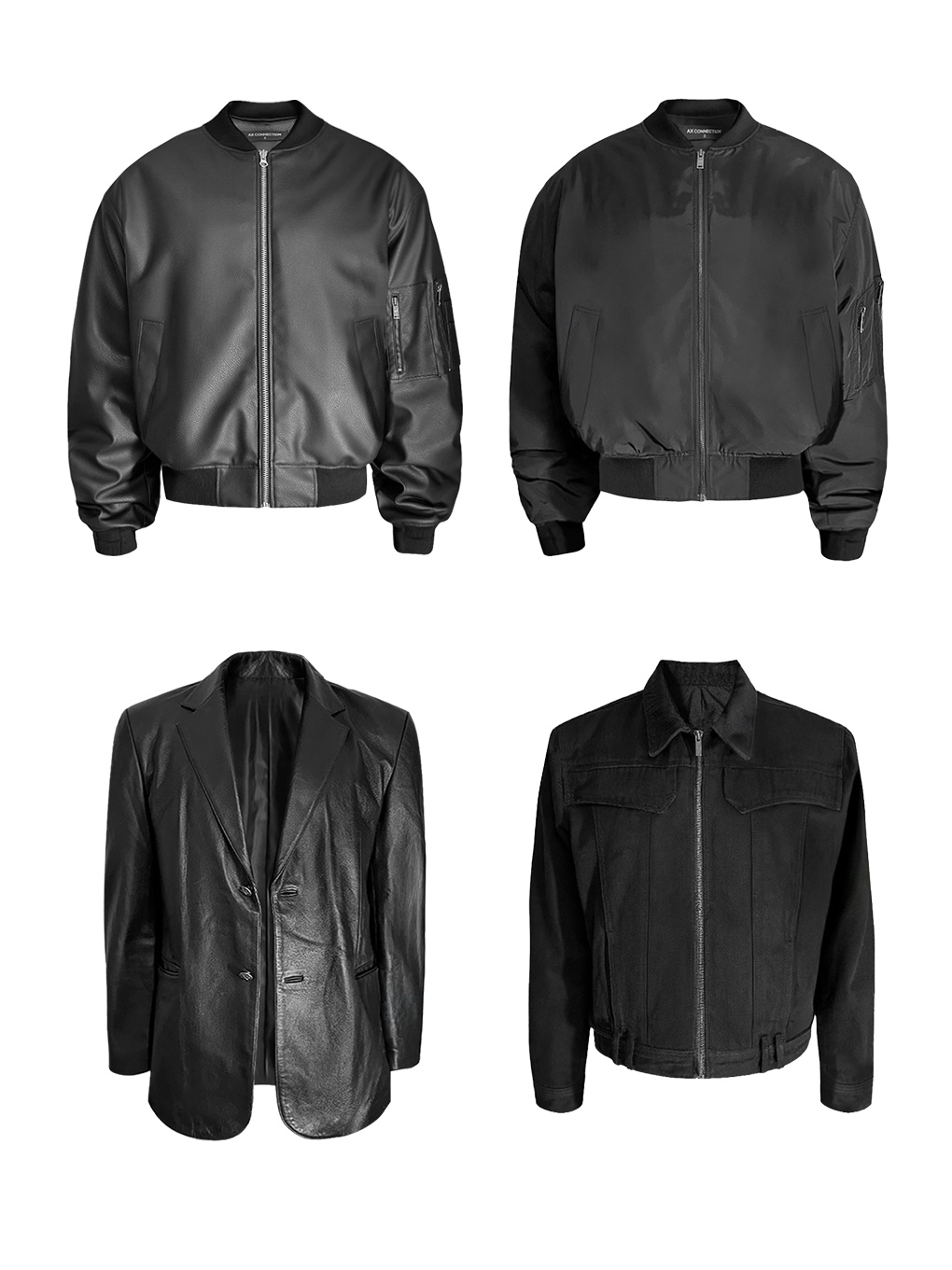 AX CONNECTION Tactical Cracked Leather  Bomber Jacket, AX CONNECTION Tactical Cargo Bomber Jacket 착용 스타일