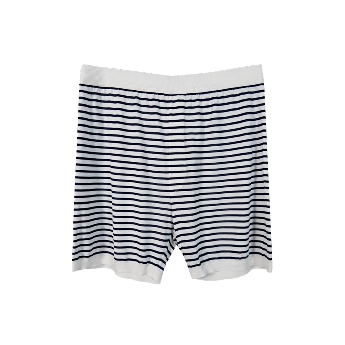 ITB23J76WHU9 Prada Men's Silk Triangle Logo Stripe Bermuda Shorts - Blue