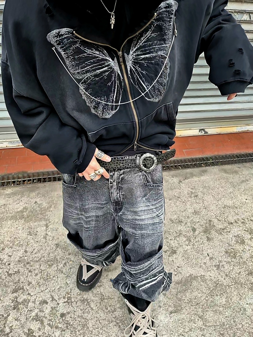 Chrome Hearts Dagger Denim Baseball Hat Black White, Hansroom Chrome Hearts #10 Dagger 착용 스타일 - 2