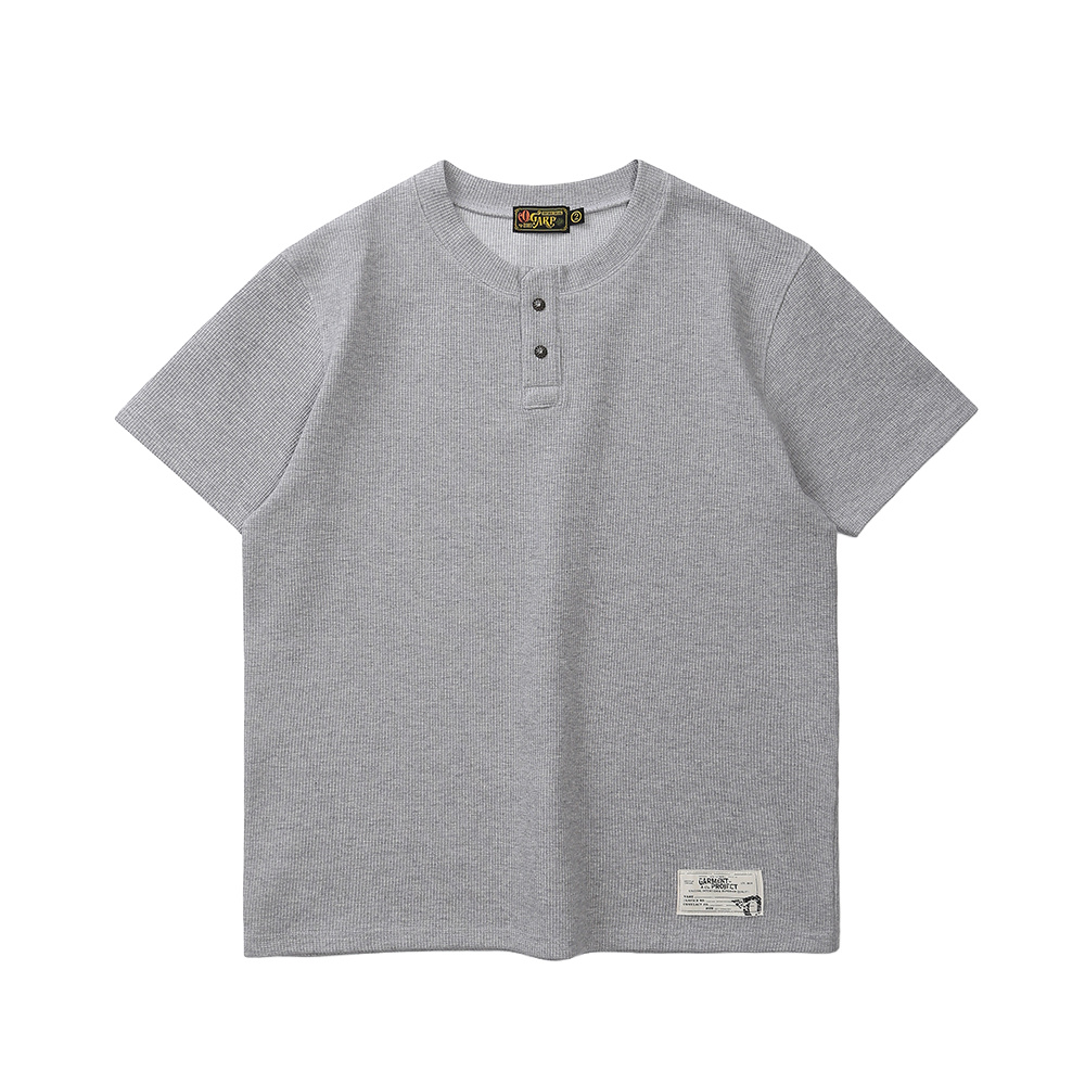 오가프 와플 헨리넥 티 멜란지 그레이(Ogarp Waffle Henley Neck Tee Melange Gray) - 1