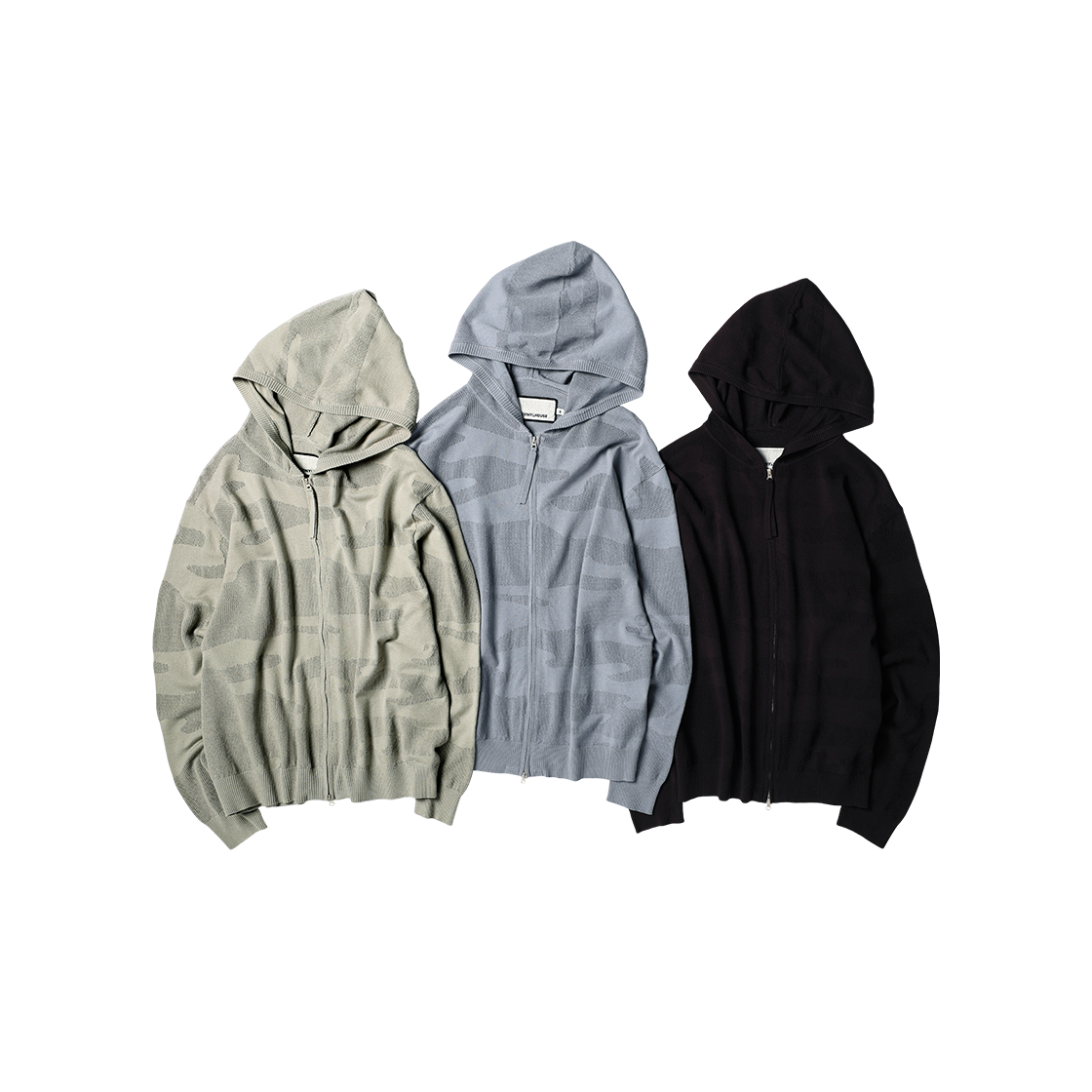 더바이닐하우스 고스트 카모 니트 후디 집업 블랙(Thevinylhouse Ghost Camo Knit Hoodie Zip-Up Black) - 3