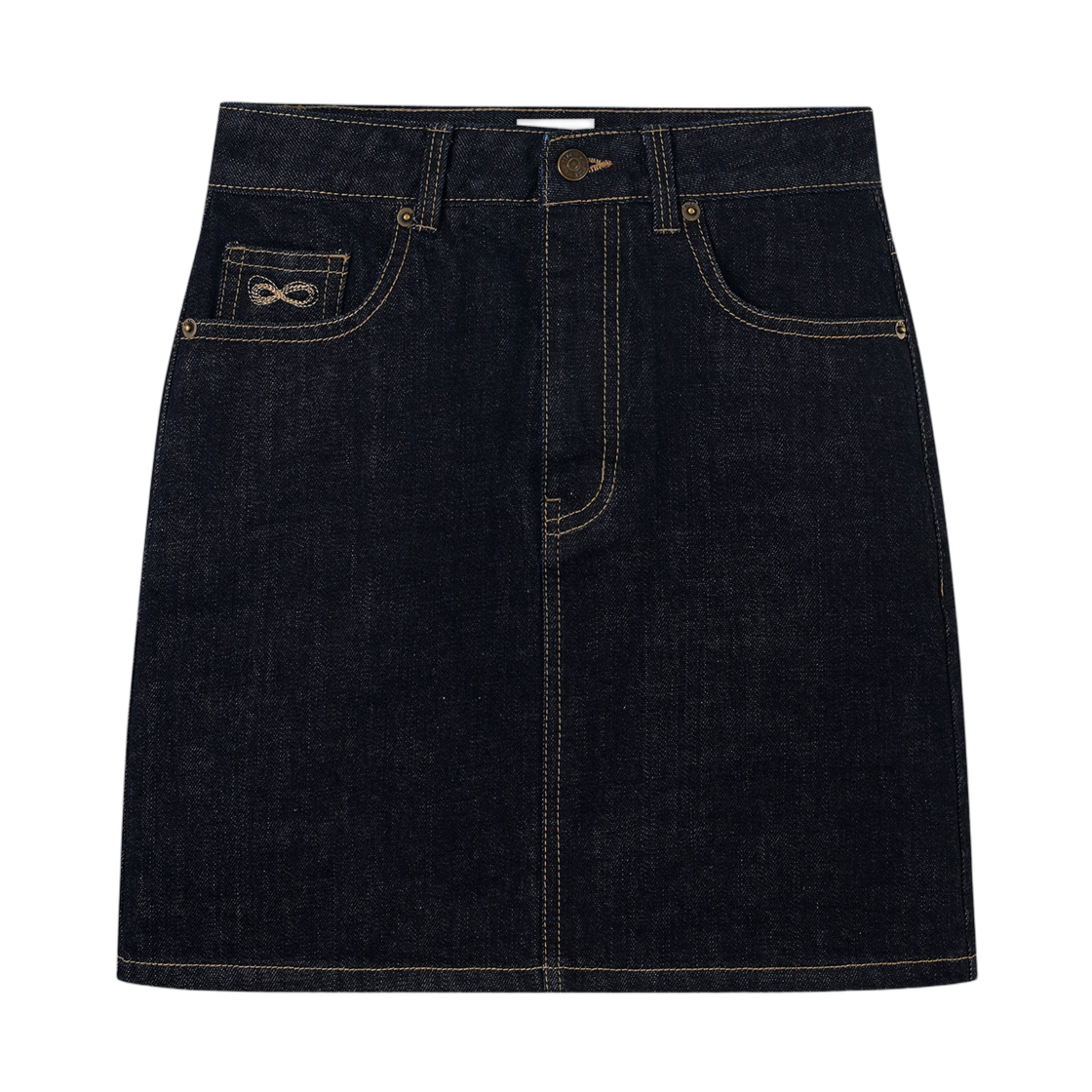 (W) 플랙 쿠로키 클래식 데님 미니 스커트 다크 블루((W) Plac Kuroki Classic Denim Mini Skirt Dark Blue)
