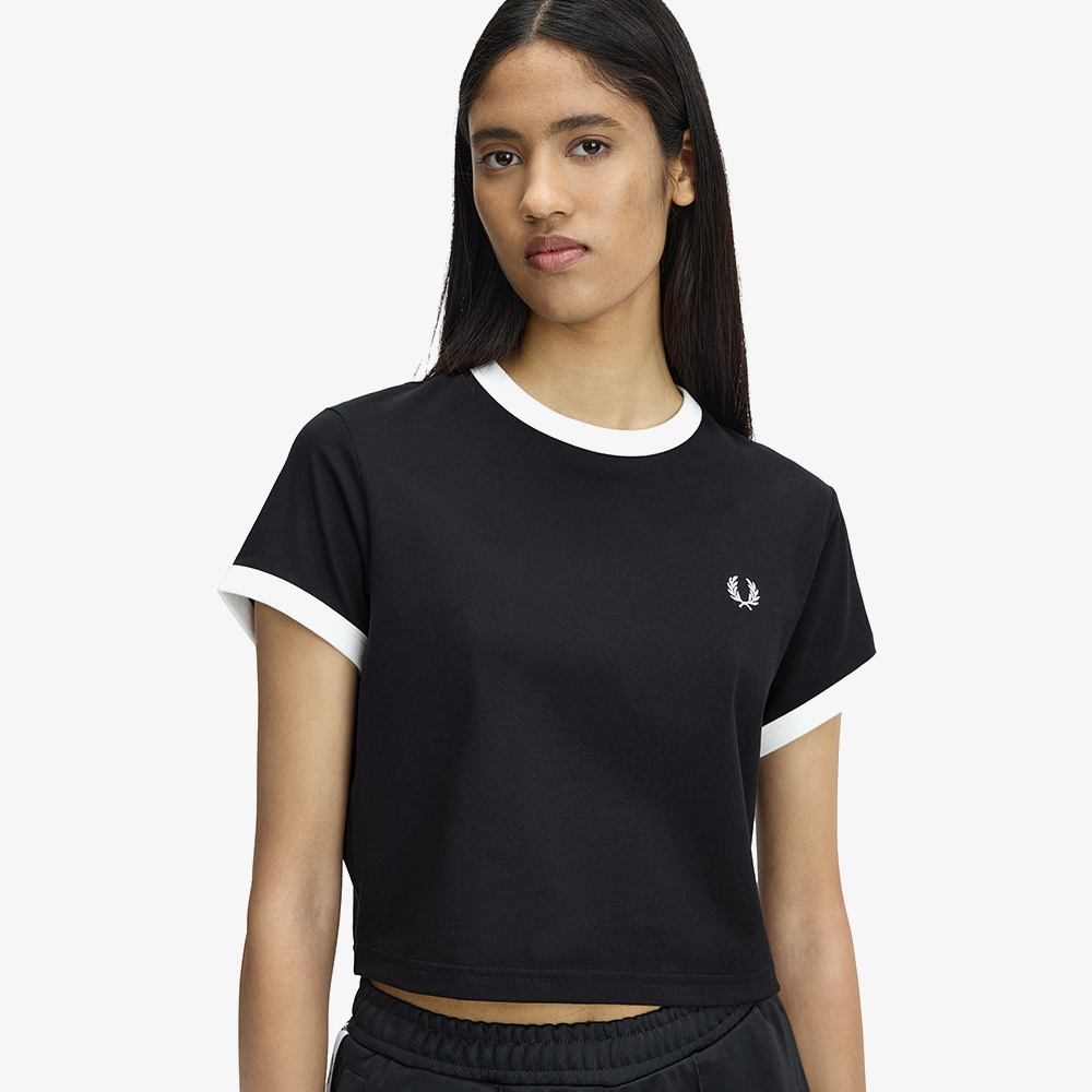 프레드페리 우먼즈 크롭 링어 티셔츠 블랙(Fred Perry Cropped Ringer T-Shirt Black) - 3