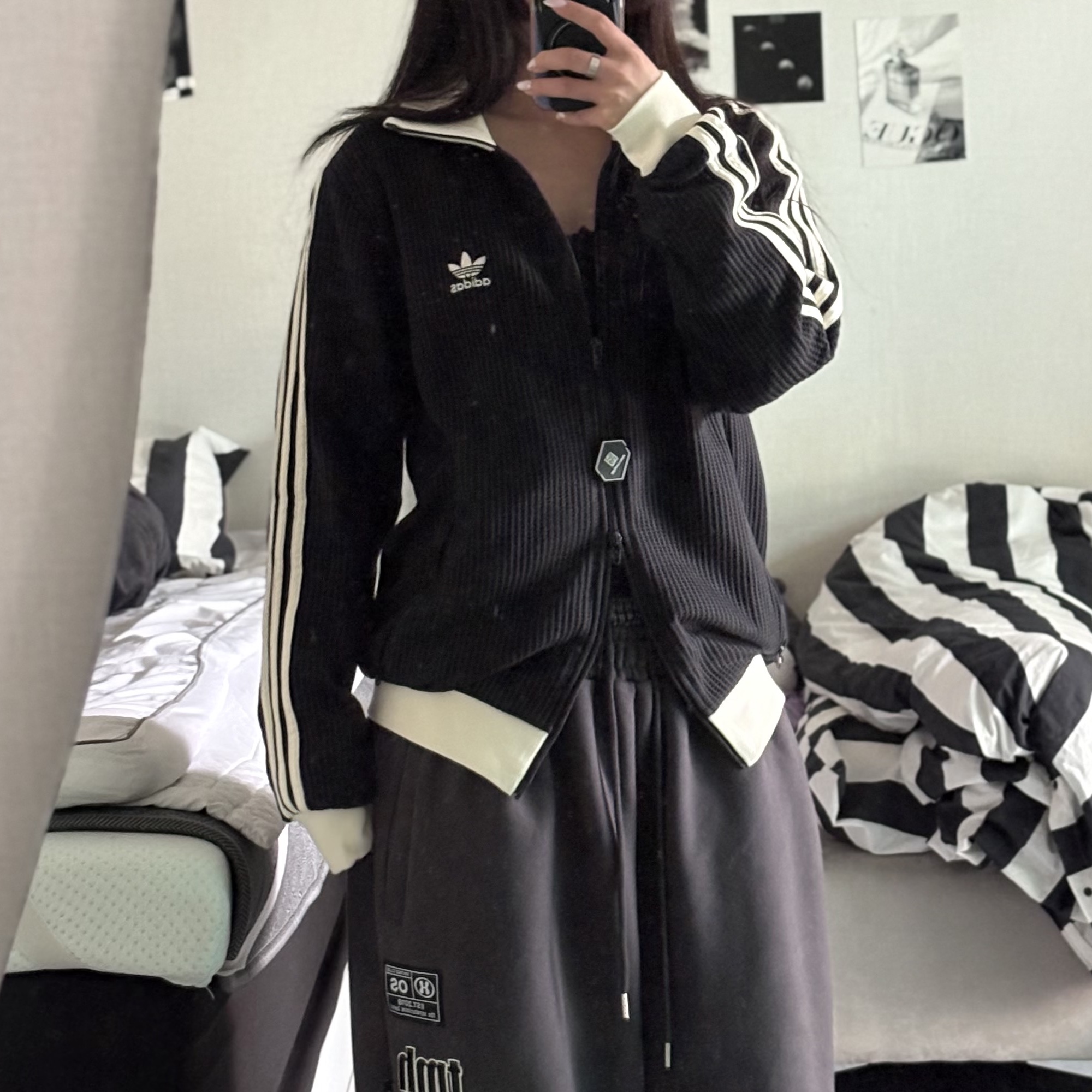 Adidas Waffle Beckenbauer Track Top Black - KR Sizing 착용 스타일