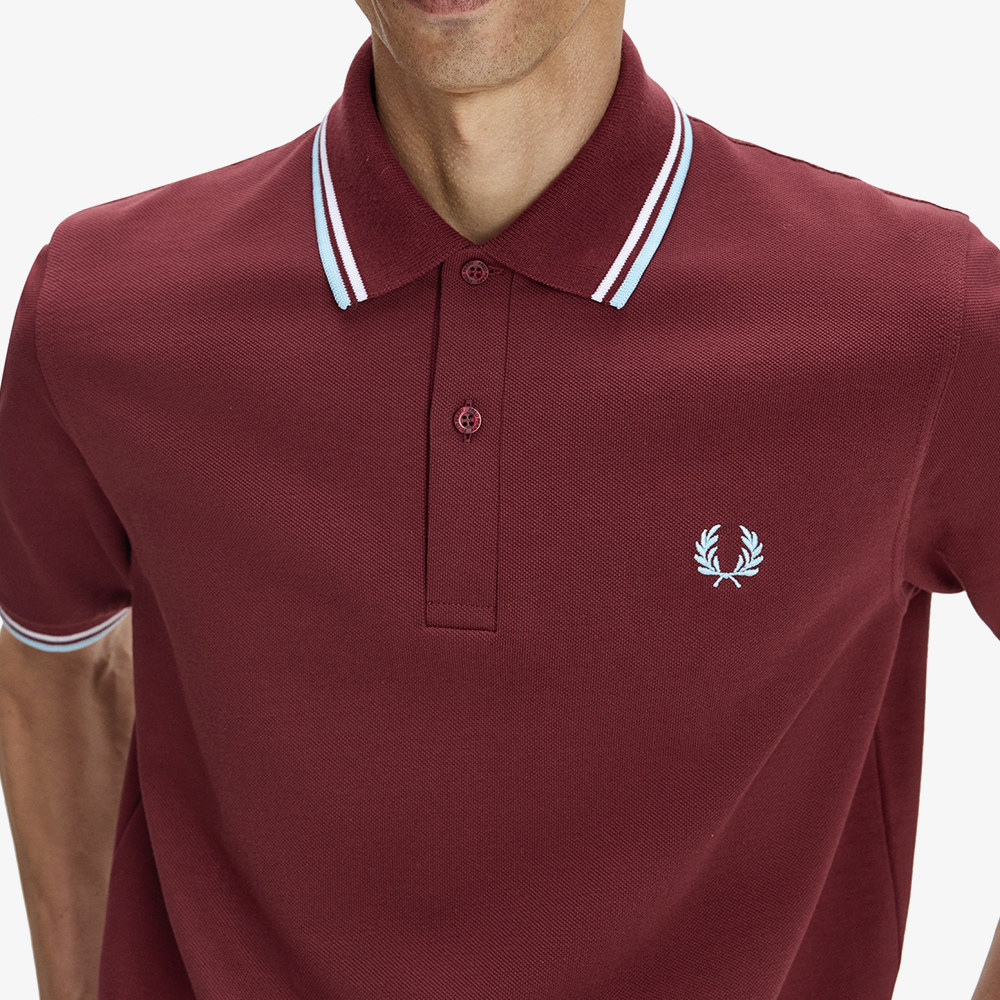프레드페리 M12 트윈 팁 프레드페리 셔츠 마룬 화이트 아이스(Fred Perry Twin Tipped Fred Perry Shirt (M.I.E) Maroon White Ice) - 4