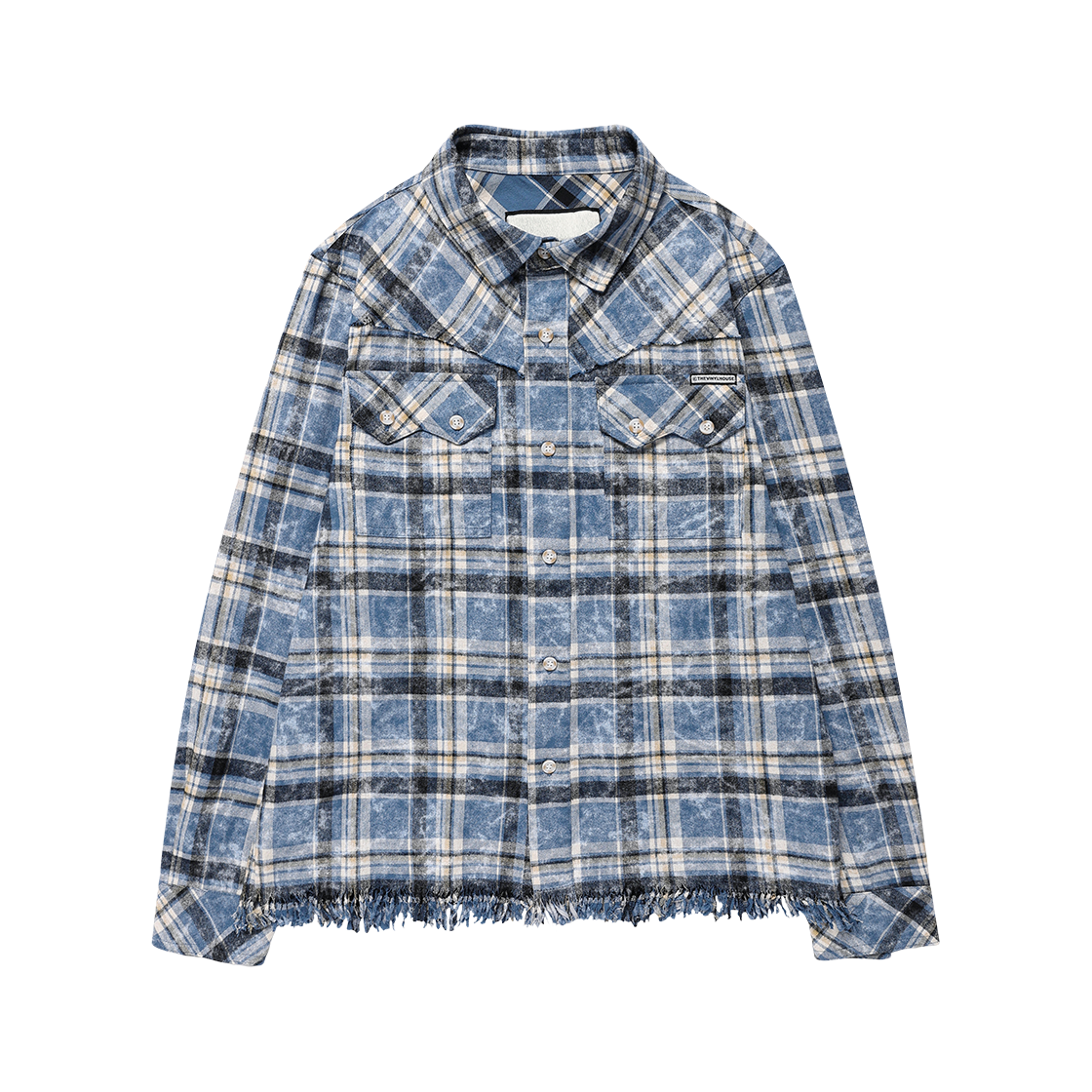 더바이닐하우스 로우 컷 셔츠 자켓 블루(Thevinylhouse Raw Cut Shirt Jacket Blue)