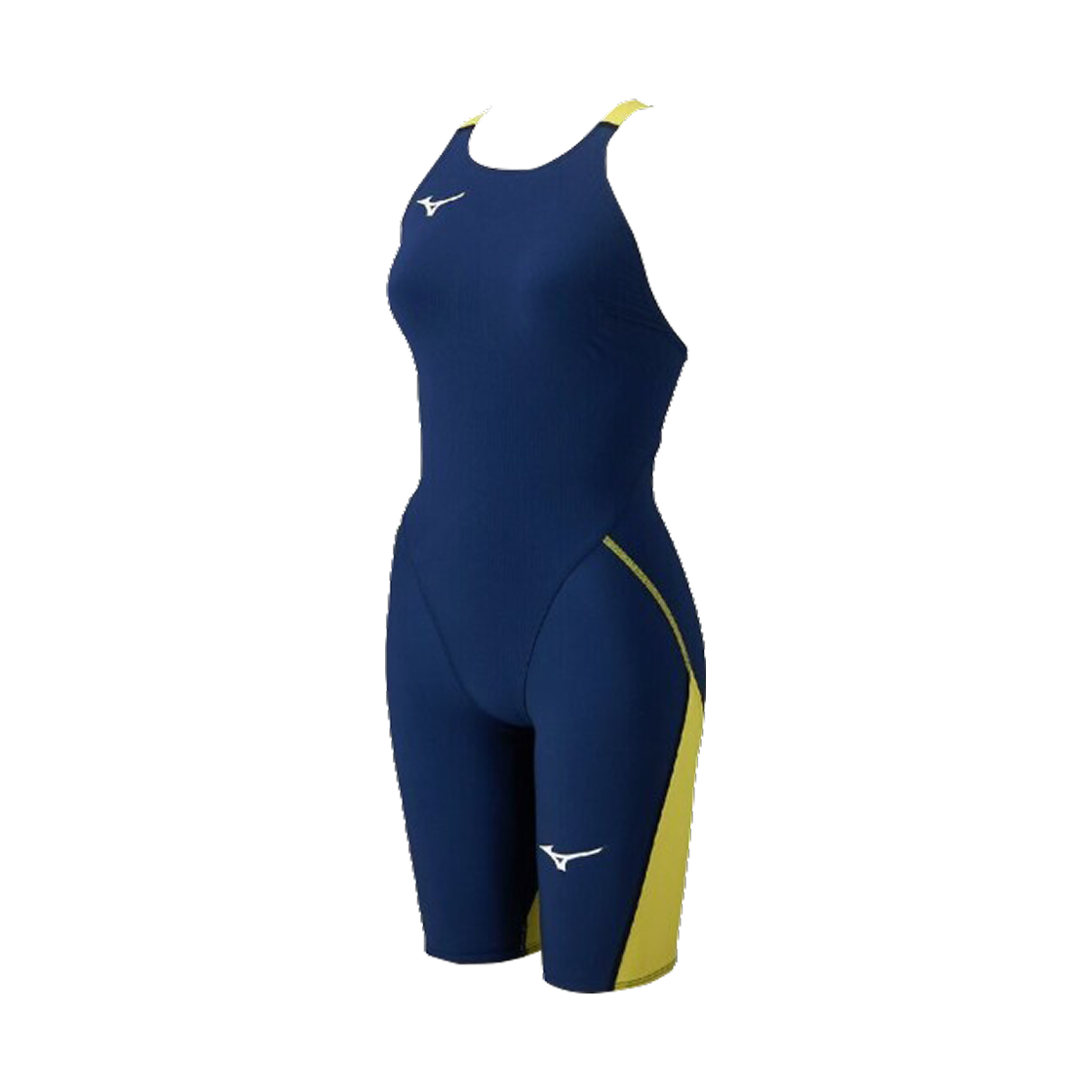 N2MGD41084 (Kids) Mizuno GX Sonic Lite Competitive Swimming Half Suit Estate Navy Lightning Yellow