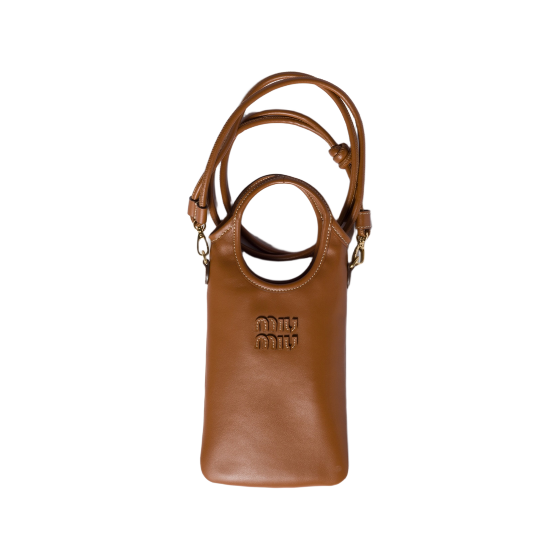 5ZT080-2CRW-F0046 Miu Miu Leather Smartphone Case Cognac