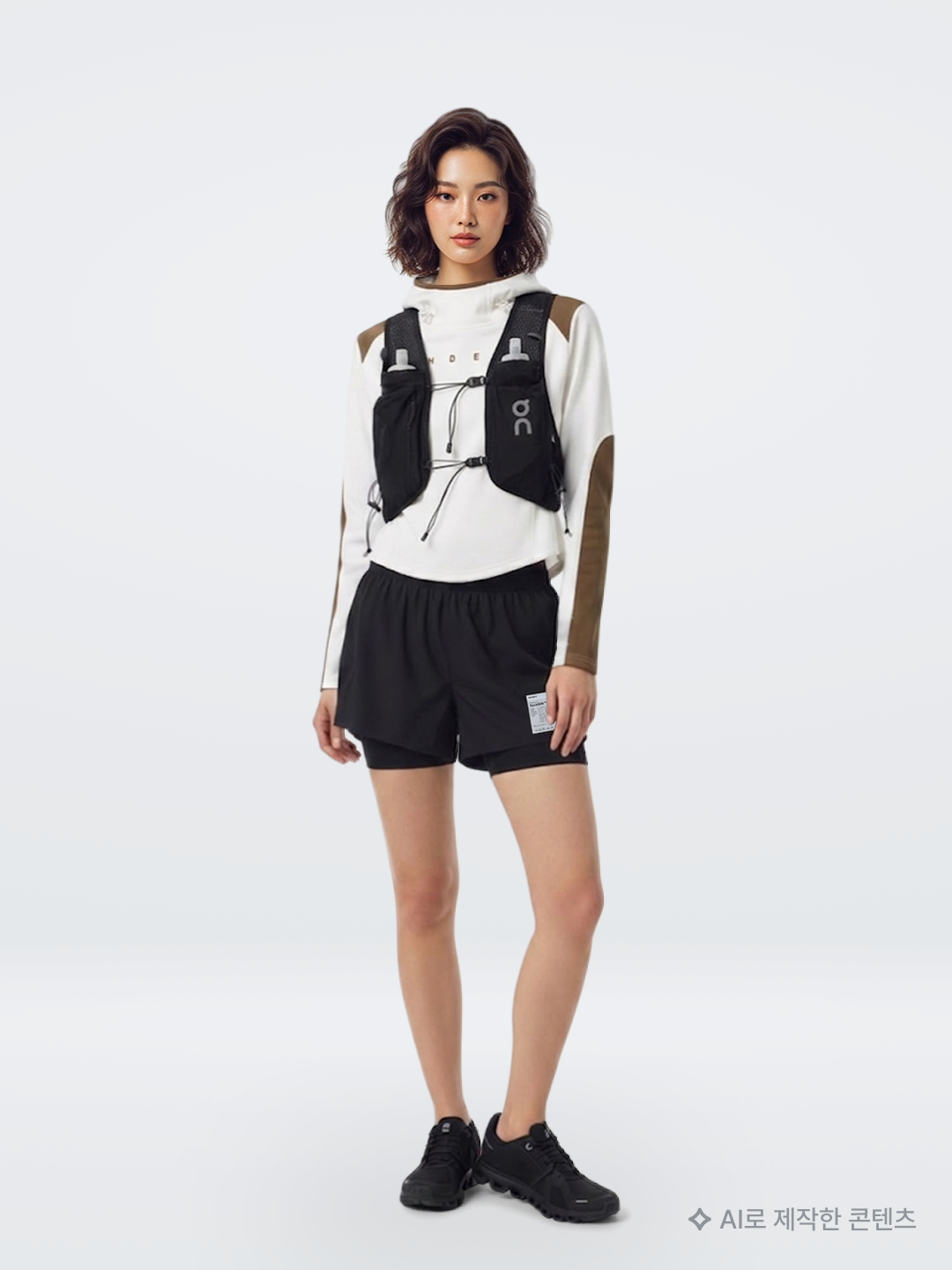 On Running Ultra Vest Pro Black, HDEX Warm Heat EZ Pullover Hoodie Ivory 착용 스타일 - 1
