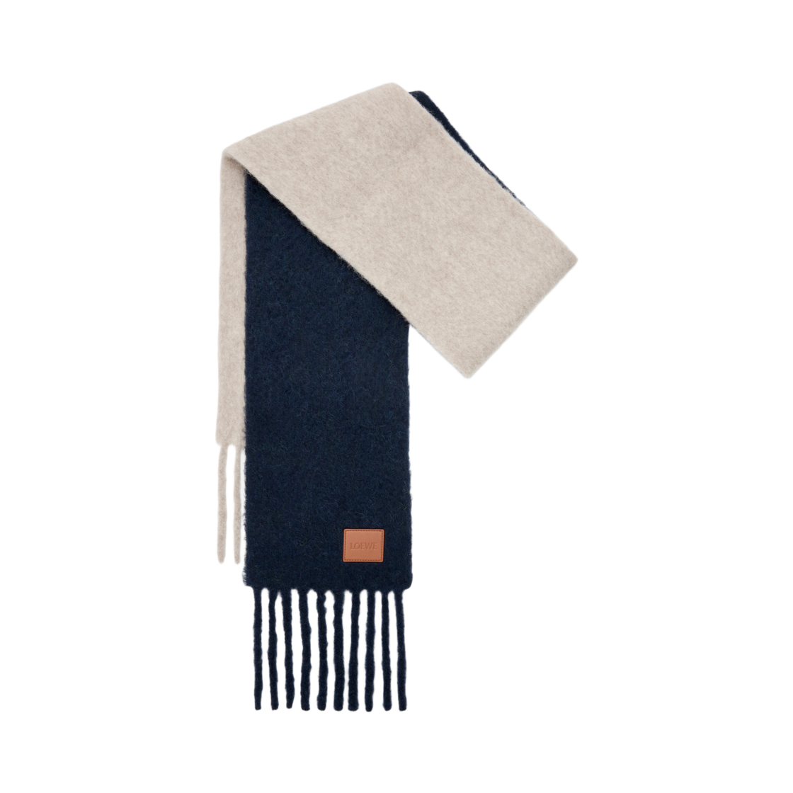(W) 로에베 알파카 울 블렌드 머플러 네이비 블루 샌드스톤((W) Loewe Alpaca Wool Blend Muffler Navy Blue Sandstone)