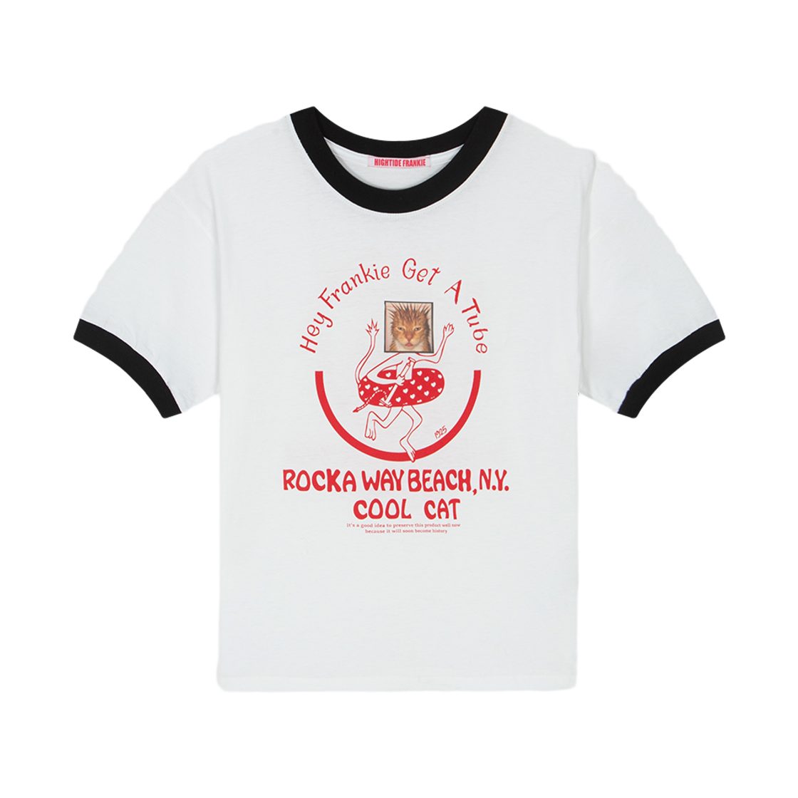 HF26AST017BK HIGHTIDE FRANKIE Cool Cat Ringer Tee Black